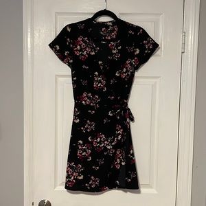H&M mini black floral wrap dress